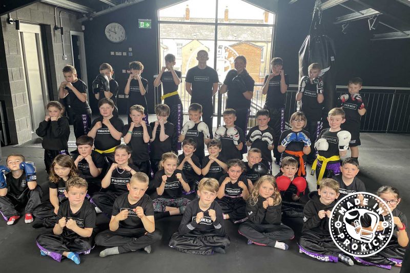Pictured here are some of the ProKick Kids in the Saturday morning ProKick kickboxing class,