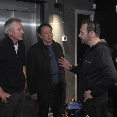 Billy shows Mr Mark Graham and Mr Takeshi Hajiro, Senior Trade Manager InvestNI around the iconic new ProKick gym.