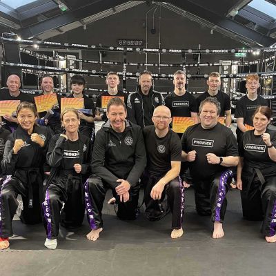 They were joined by Mr Paul Gordon, another long serving black belt, and at this stage there were 8 black belters sitting on the ring assessing those who had come to grade. No pressure!
