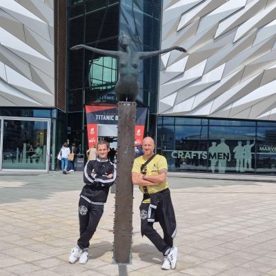 The German's Sightseeing around Belfast before the BIG match. Titanic centre