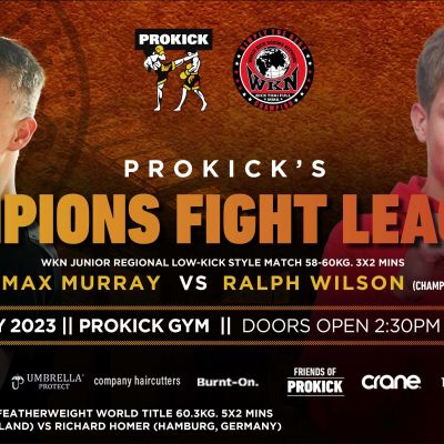 WKN Junior Regional Low-Kick Style match 58-60kg. 3x2 Mins Max Murray (ProKick, Belfast) VS Ralph Wilson (Champions Kickboxing Club Larne)