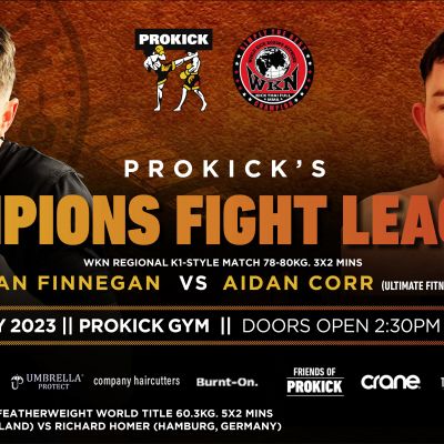 WKN Regional K1-Style match 78-80kg. 3x2 Mins Ryan Finnegan (ProKick, Belfast) VS Aidan Corr (Portadown Kickboxing)
