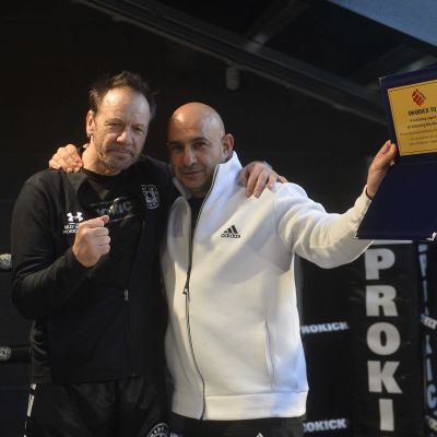 The Big Boss from Cyprus, Chris A. Christodoulou. Presented Billy Murray an award in recognition for his lifetime service to the Sport from Cyprus Kickboxing authorities - 28th May 2023 at #CFL6