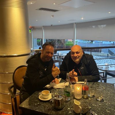 The main man in the centre of the square ring Germany's Mr Klaus Hagemann and event promoter and Lynchpin to the at ProKick, Billy Murray - have dinner and talking future events