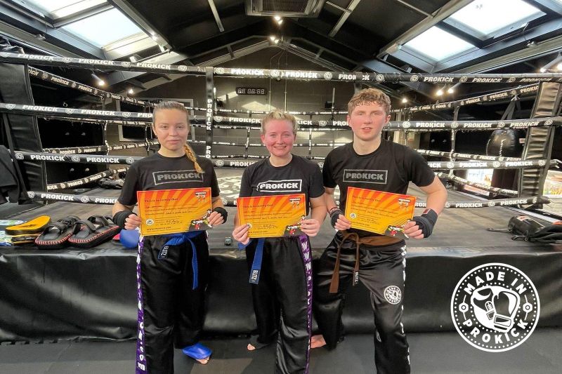 Pictured here L-R: senior gradings - Iga Ptasinska (new Purple belt), Caeile Carr, (new Purple belt) & Jay Snoddon (3rd Brown belt) all finished their grading over three days totalling 9 hours on the floor. Well done.