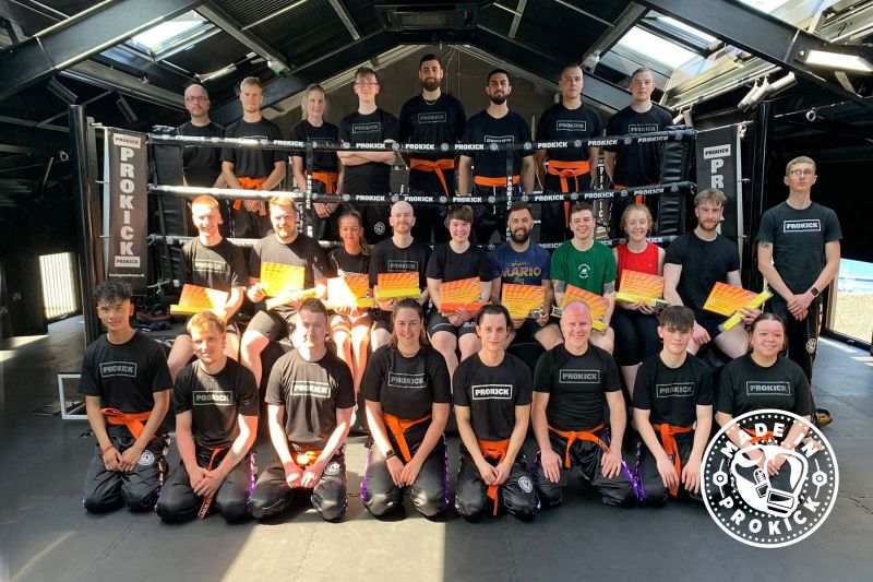 Pictured here (TODAY 3rd June) everyone took the test in the hopes of moving up to the next belt level at the ProKick Gym, Belfast's kickboxing school of excellence.