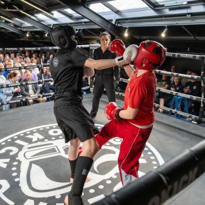 Action from a Light Low Kick Rules Match between Gerard McCartan (ProKick) WINNER POINTS Vs Harry McCowan (Champions Kickboxing Larne)