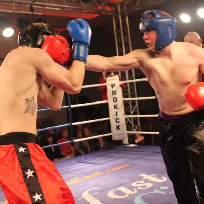 David Punches out at Wayne Bell at Stormont