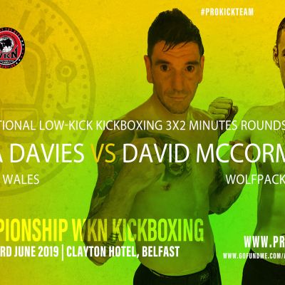 On June 23rd ProKick's Reza Davies (Wales, ProKick) will face tough guy David McCormack from the famous Wolfpack gym in Athlone at the Clayton Hotel in Belfast