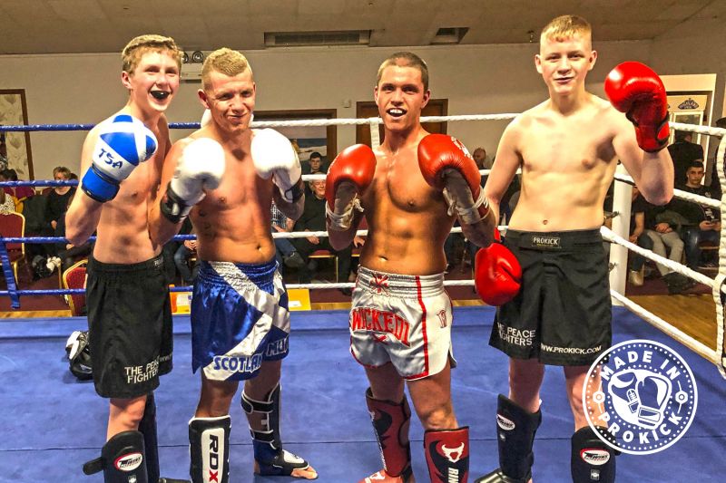 ProKickers James Braniff and Jay Snoddon faced Shane Weir and Mikey Sheilds of Scotland in an all action highly entertaining, yet a competitive exhibition of kickboxing.