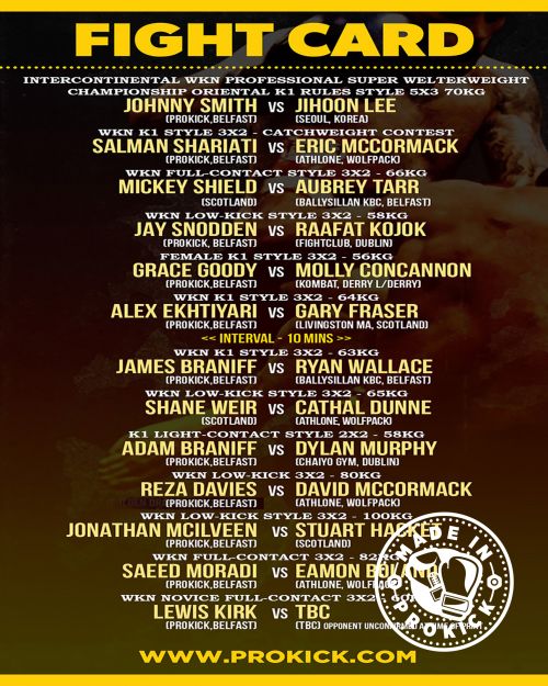 Finished Fight-card, Here's the current fight-card and running order. First fight working from the bottom up.