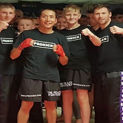 Hiro pictured with ProKick fighters at the gym on Monday 13th August 2018