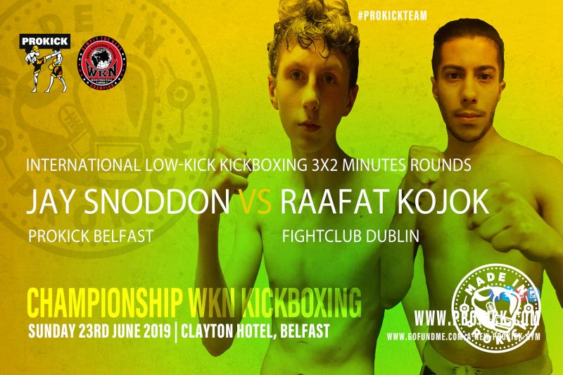 Jay Snoddon (Dundonald, ProKick) will face Syrian born Raafat Kojok who now fights out of (FightClub, Dublin) on June 23rd at the Clayton hotel in Belfast