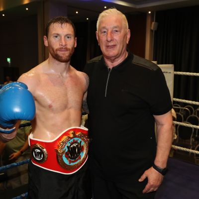 Referee My Bob Hunter (ENG) with Johnny 'Swift' Smith after the match. The ProKick event was for the WKN title match with Jihoon Lee Vs Johnny 'Swift' Smith at the Clayton hotel Belfast on 23rd, June 2019
