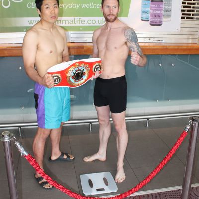 At the Stormont hotel for the main event weigh-in. it was Jihoon Lee and Johnny 'Swift' Smith for the top of the bill fight at Billy Murray's International event set for today 23rd June at the Clayton Hotel in Belfast.